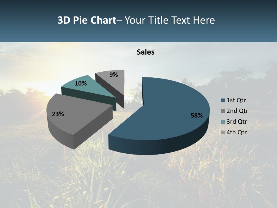 A Field Of Grass With The Sun Setting In The Background PowerPoint Template