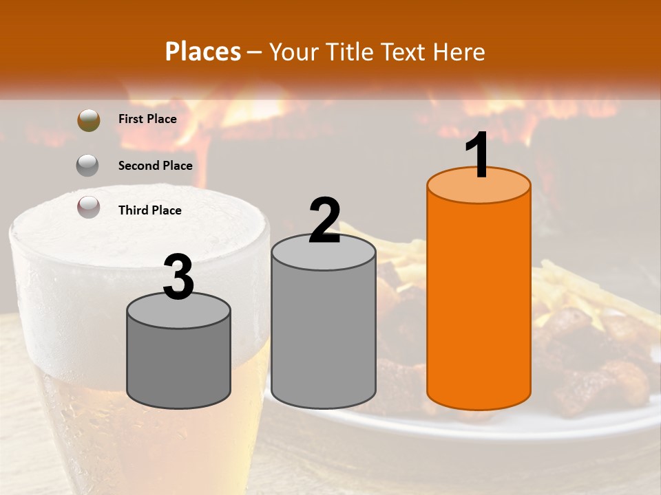A Plate Of Food And A Glass Of Beer On A Table PowerPoint Template