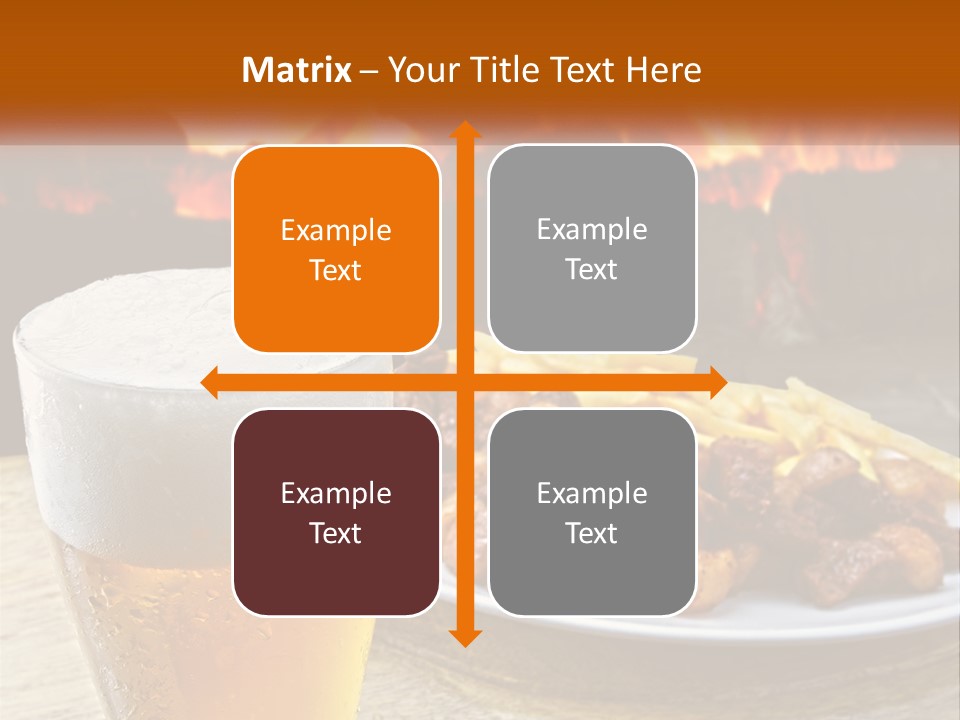 A Plate Of Food And A Glass Of Beer On A Table PowerPoint Template