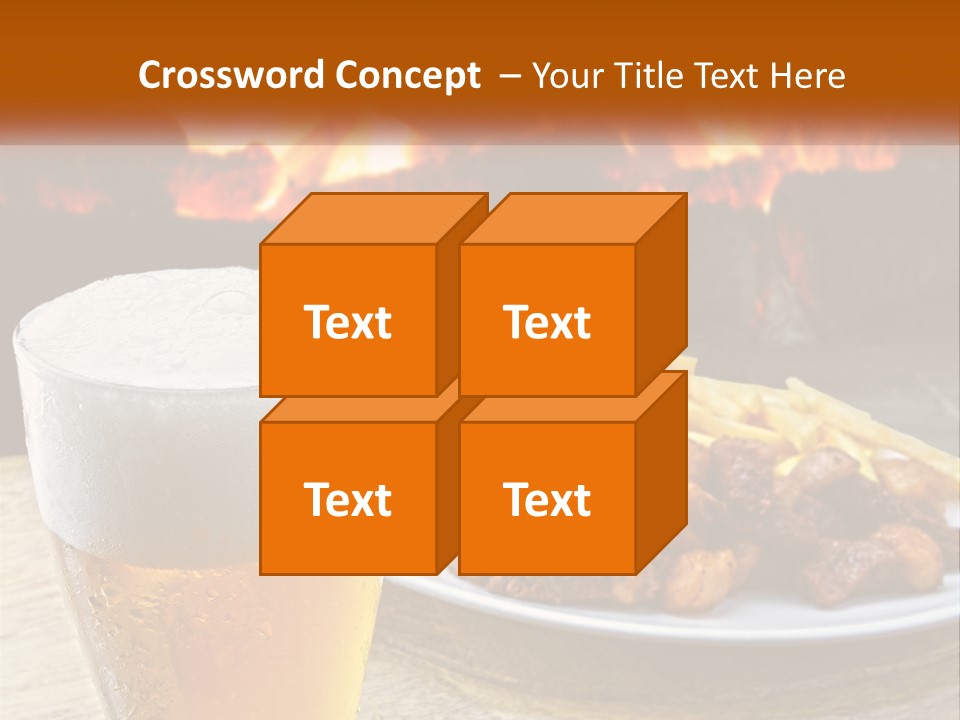 A Plate Of Food And A Glass Of Beer On A Table PowerPoint Template