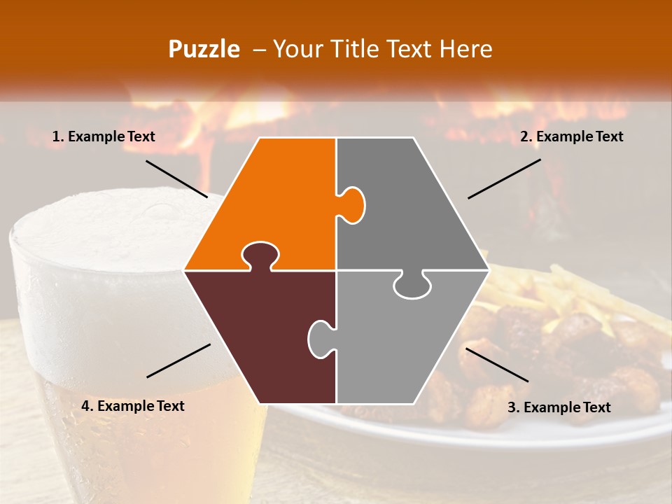 A Plate Of Food And A Glass Of Beer On A Table PowerPoint Template