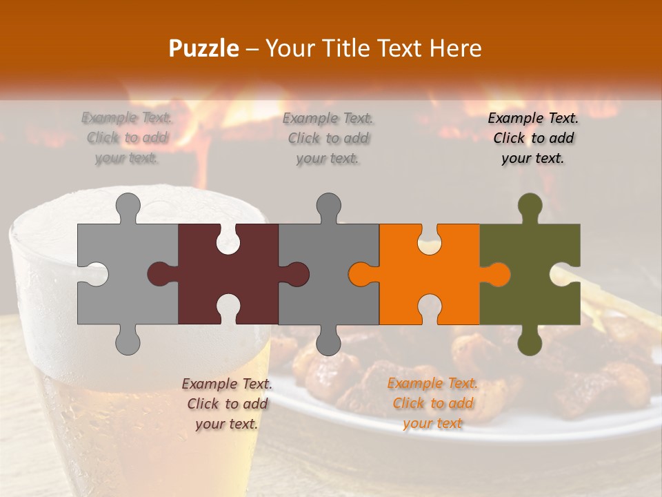 A Plate Of Food And A Glass Of Beer On A Table PowerPoint Template