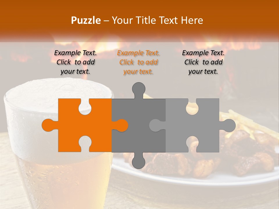 A Plate Of Food And A Glass Of Beer On A Table PowerPoint Template