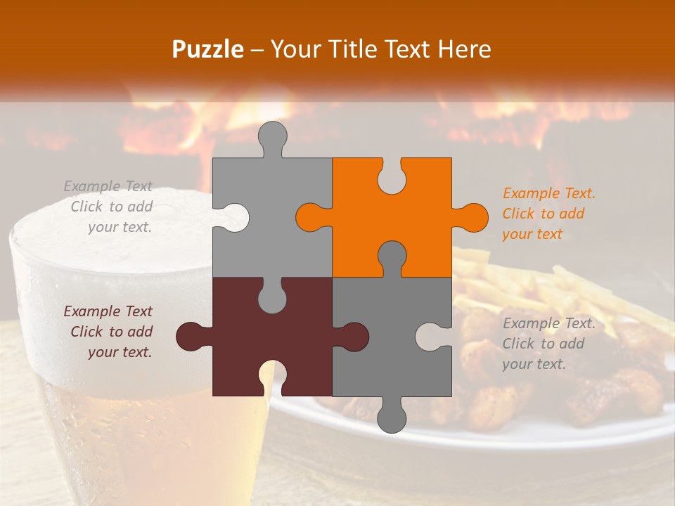 A Plate Of Food And A Glass Of Beer On A Table PowerPoint Template