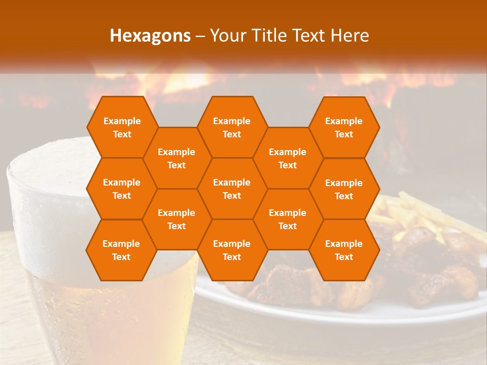 A Plate Of Food And A Glass Of Beer On A Table PowerPoint Template