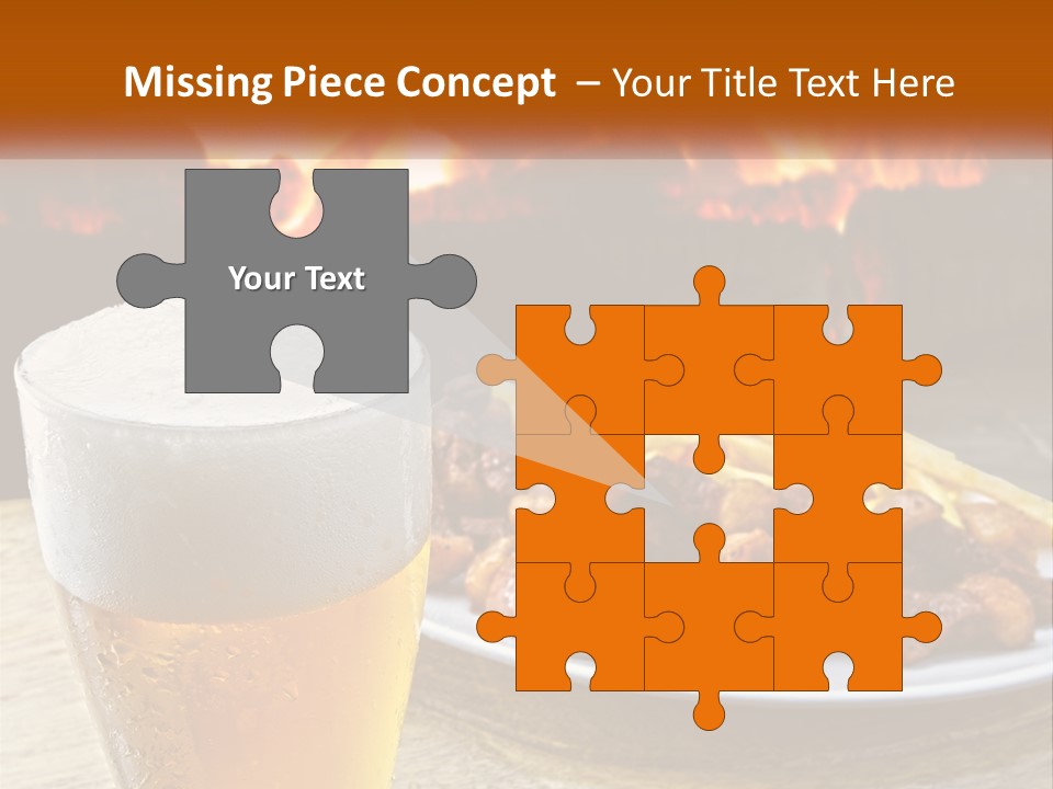 A Plate Of Food And A Glass Of Beer On A Table PowerPoint Template