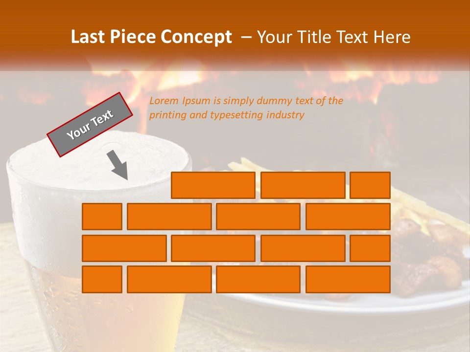 A Plate Of Food And A Glass Of Beer On A Table PowerPoint Template