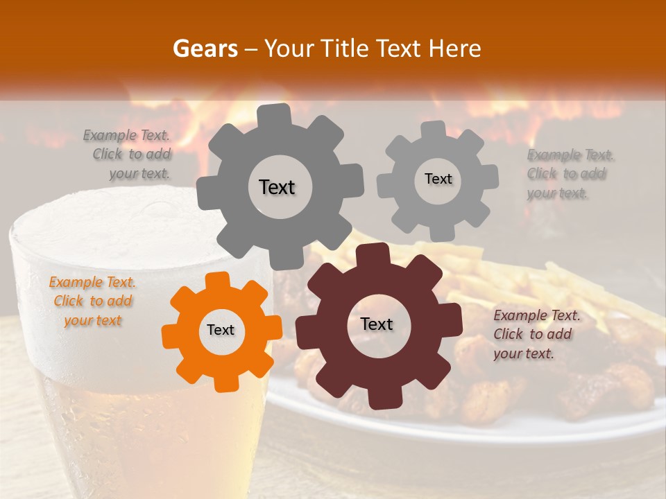 A Plate Of Food And A Glass Of Beer On A Table PowerPoint Template