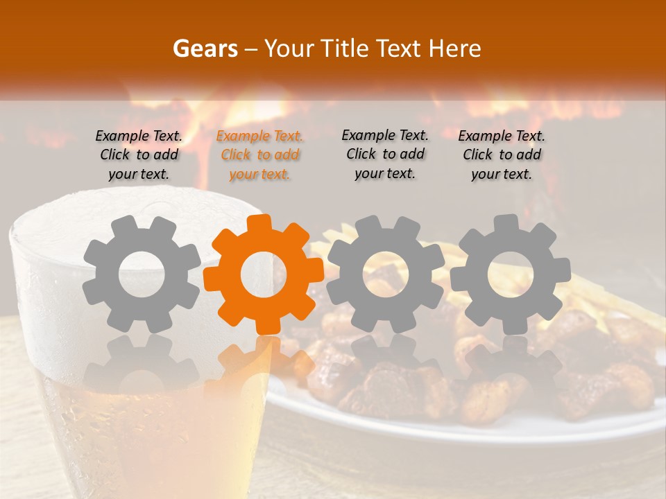 A Plate Of Food And A Glass Of Beer On A Table PowerPoint Template