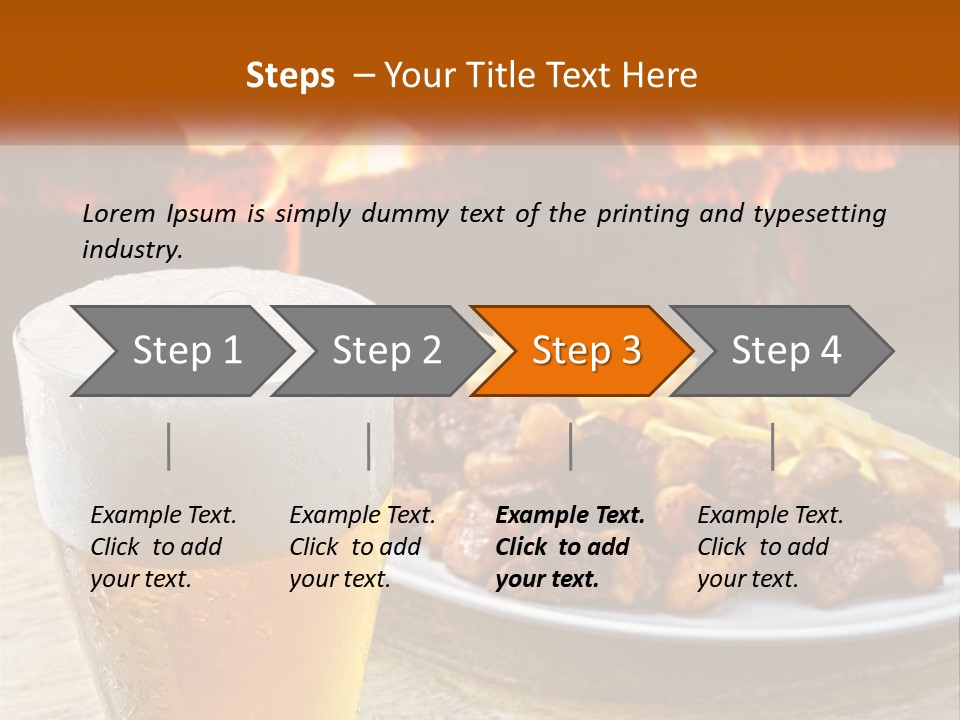 A Plate Of Food And A Glass Of Beer On A Table PowerPoint Template