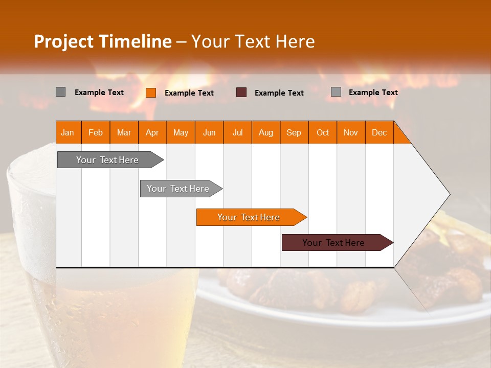 A Plate Of Food And A Glass Of Beer On A Table PowerPoint Template