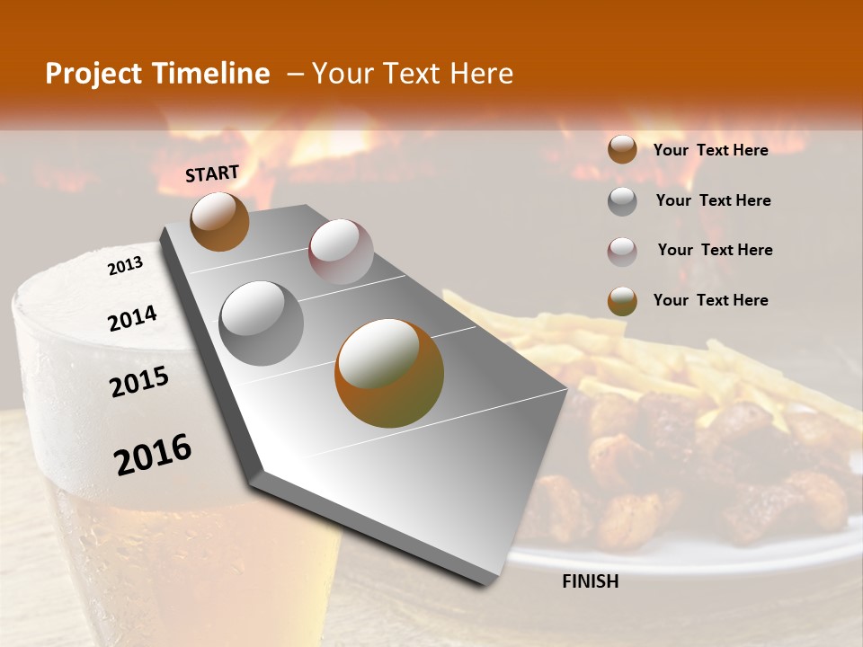 A Plate Of Food And A Glass Of Beer On A Table PowerPoint Template