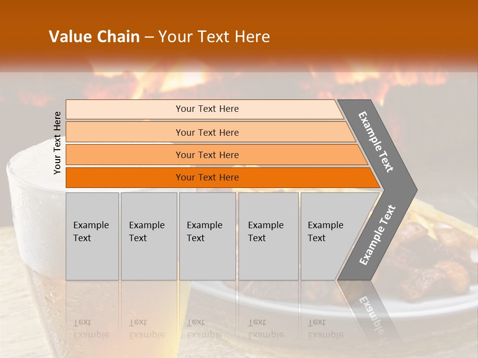 A Plate Of Food And A Glass Of Beer On A Table PowerPoint Template