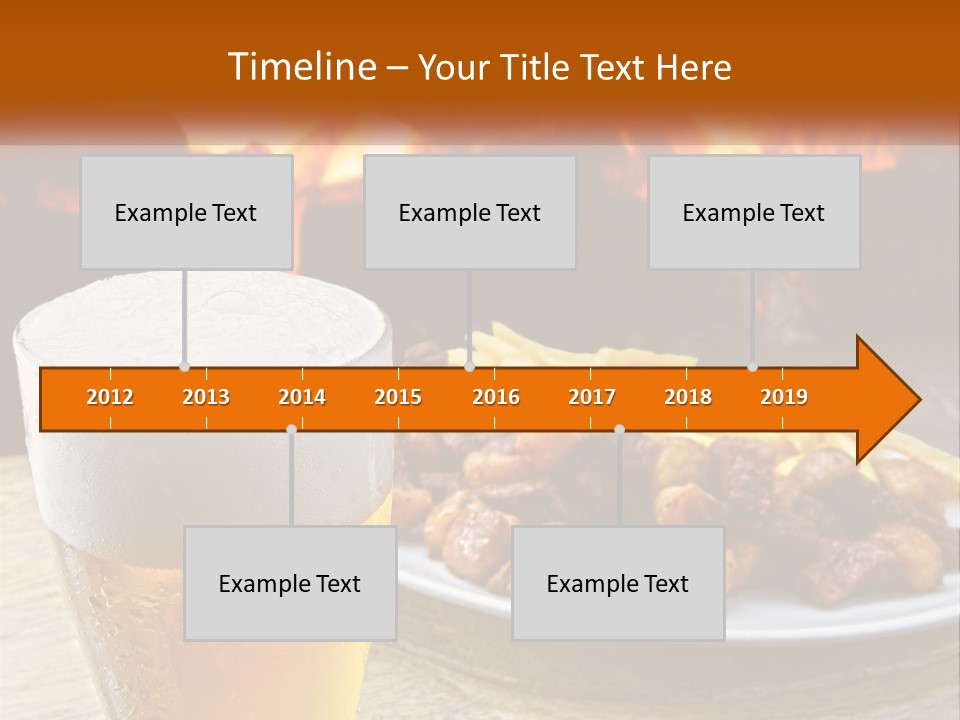 A Plate Of Food And A Glass Of Beer On A Table PowerPoint Template