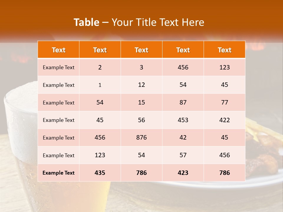 A Plate Of Food And A Glass Of Beer On A Table PowerPoint Template