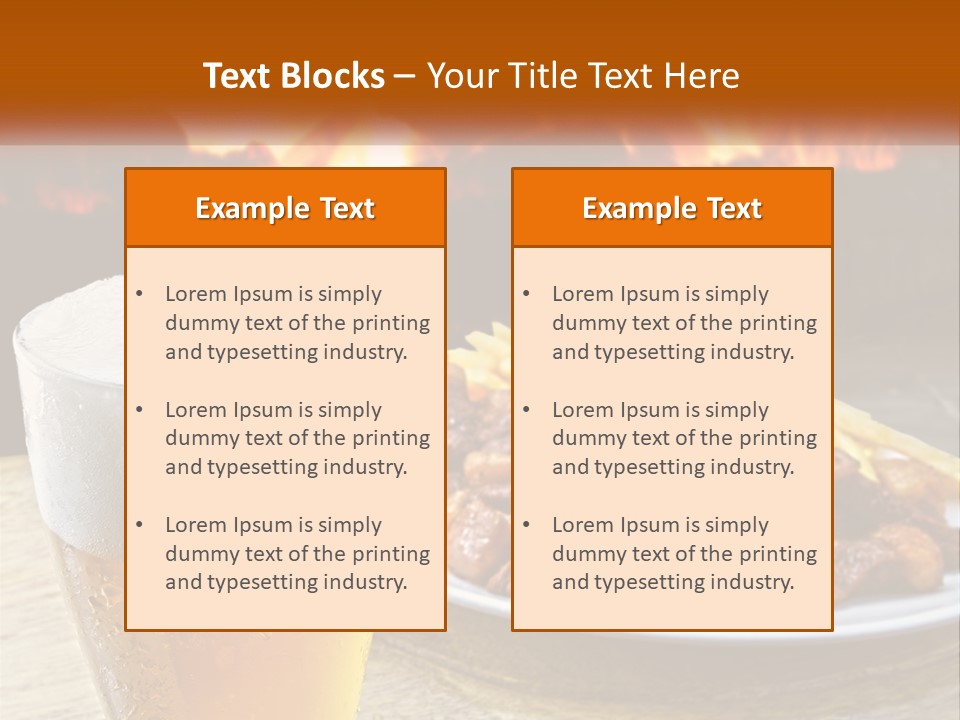 A Plate Of Food And A Glass Of Beer On A Table PowerPoint Template
