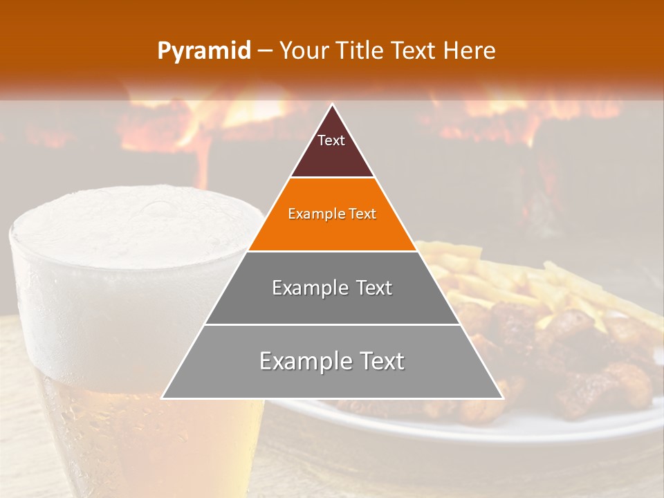 A Plate Of Food And A Glass Of Beer On A Table PowerPoint Template