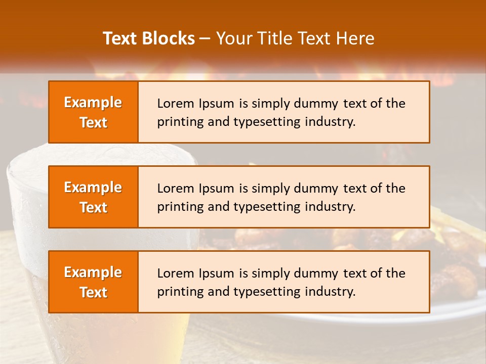 A Plate Of Food And A Glass Of Beer On A Table PowerPoint Template