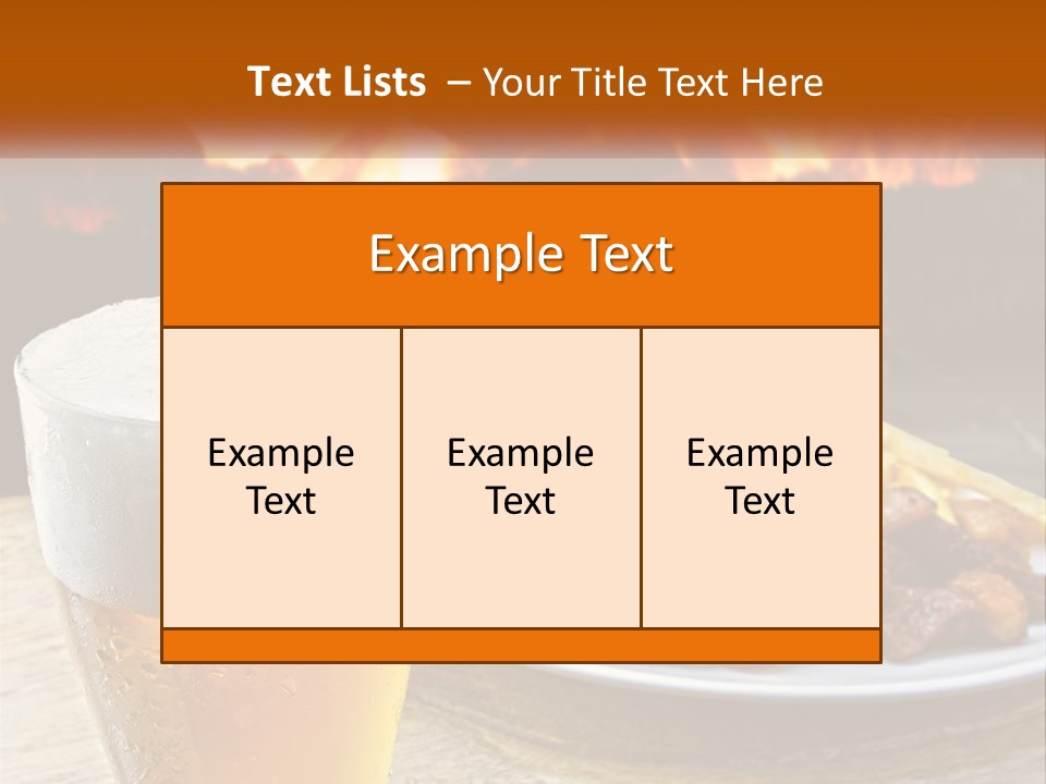 A Plate Of Food And A Glass Of Beer On A Table PowerPoint Template