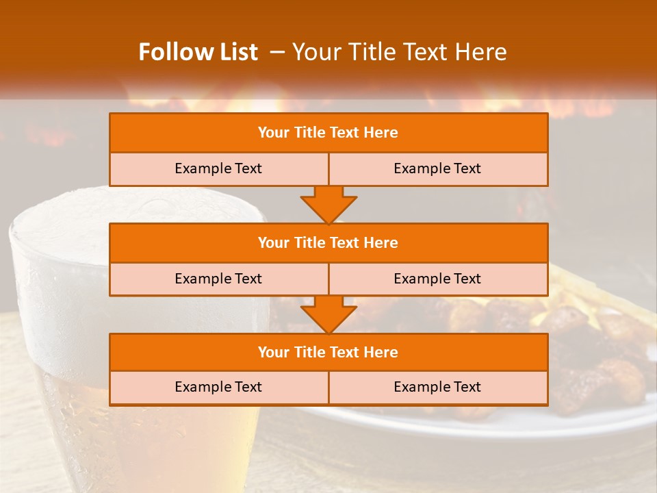 A Plate Of Food And A Glass Of Beer On A Table PowerPoint Template