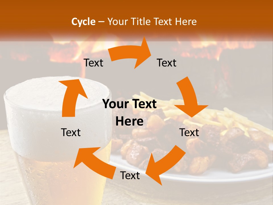 A Plate Of Food And A Glass Of Beer On A Table PowerPoint Template