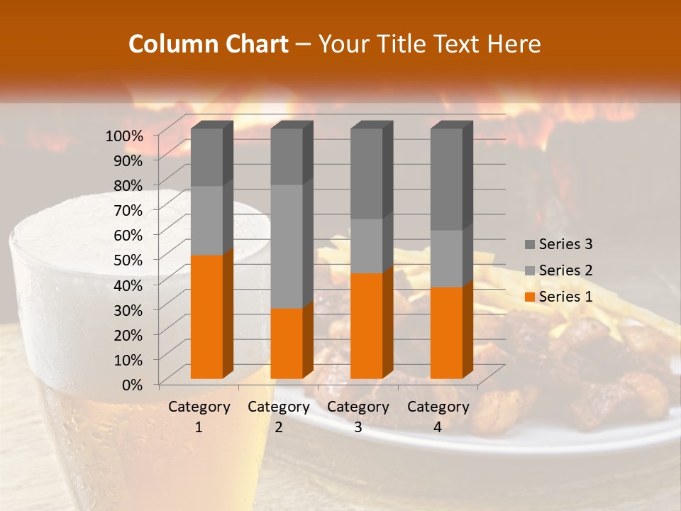 A Plate Of Food And A Glass Of Beer On A Table PowerPoint Template