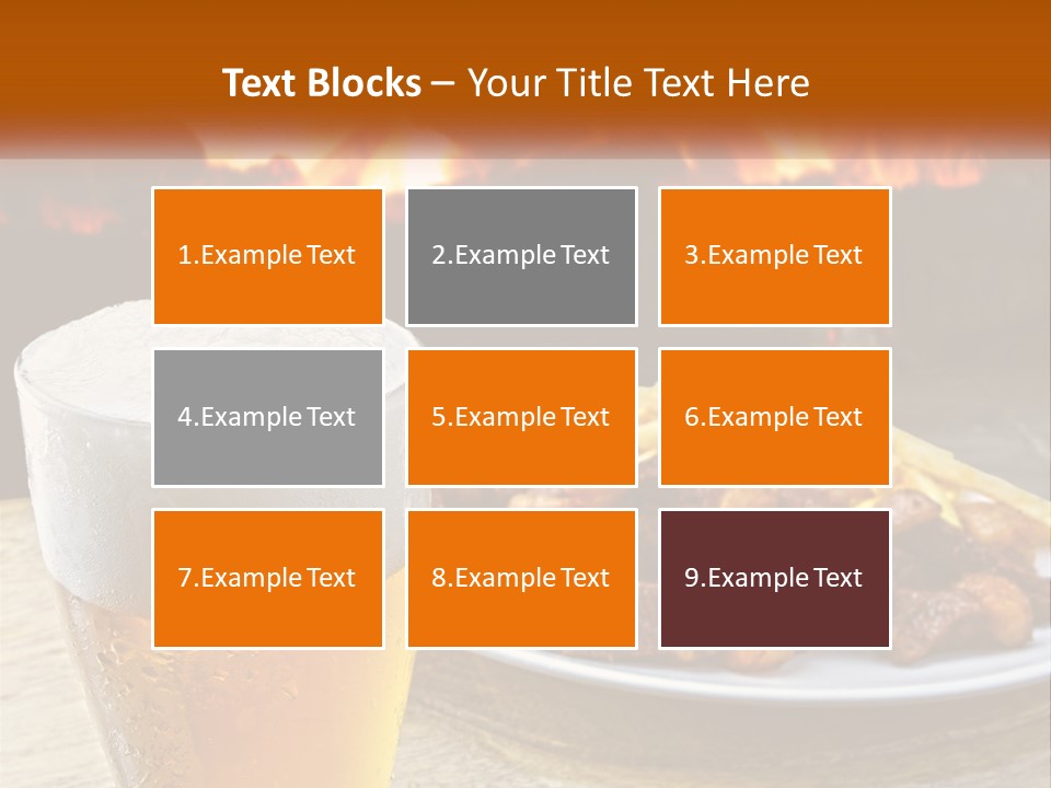 A Plate Of Food And A Glass Of Beer On A Table PowerPoint Template