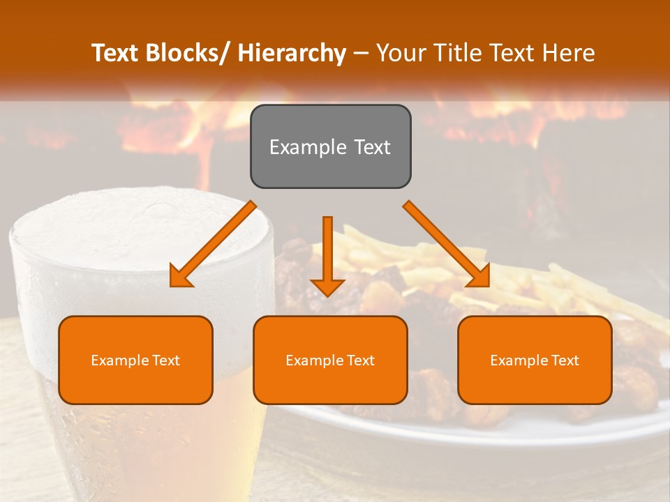 A Plate Of Food And A Glass Of Beer On A Table PowerPoint Template