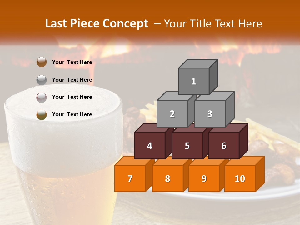 A Plate Of Food And A Glass Of Beer On A Table PowerPoint Template