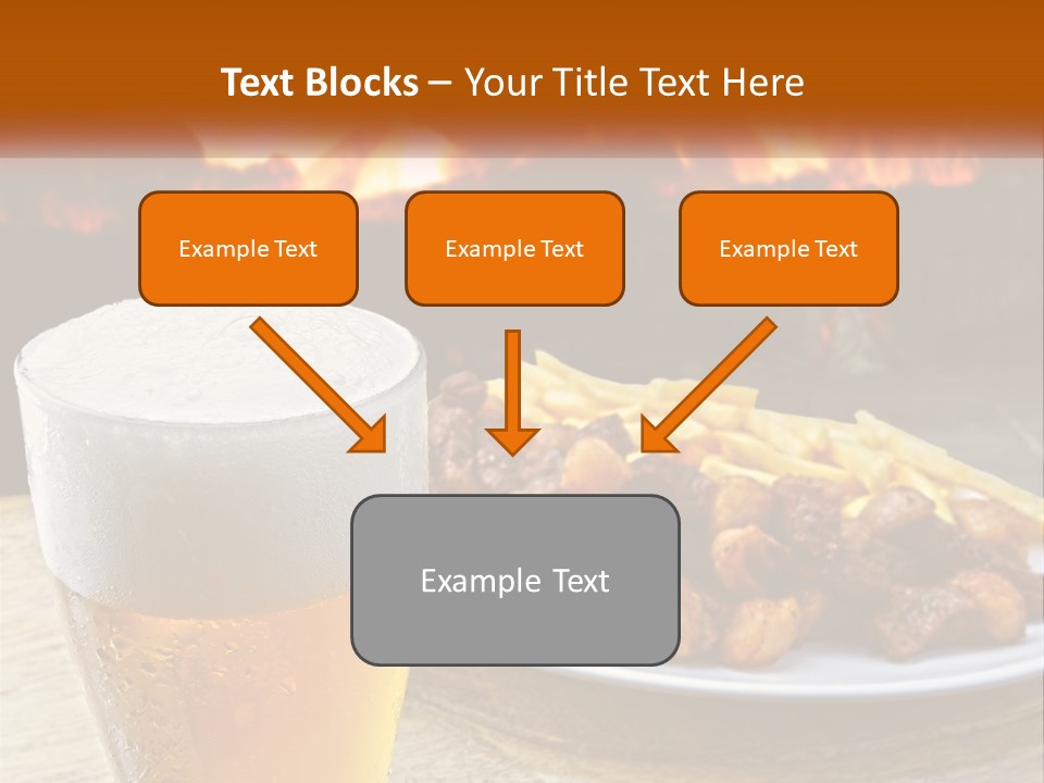 A Plate Of Food And A Glass Of Beer On A Table PowerPoint Template