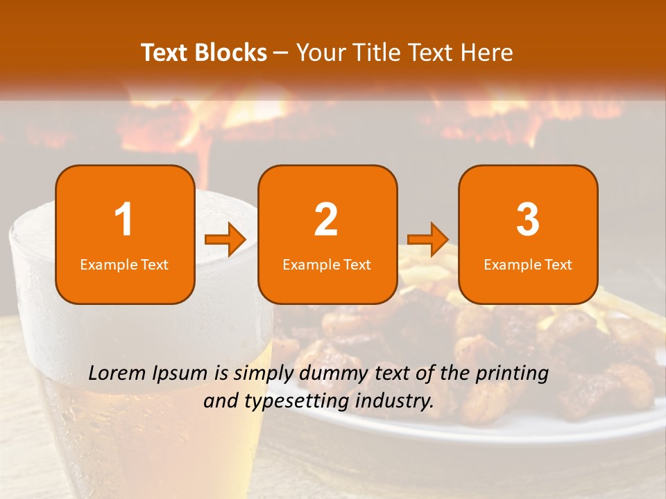 A Plate Of Food And A Glass Of Beer On A Table PowerPoint Template