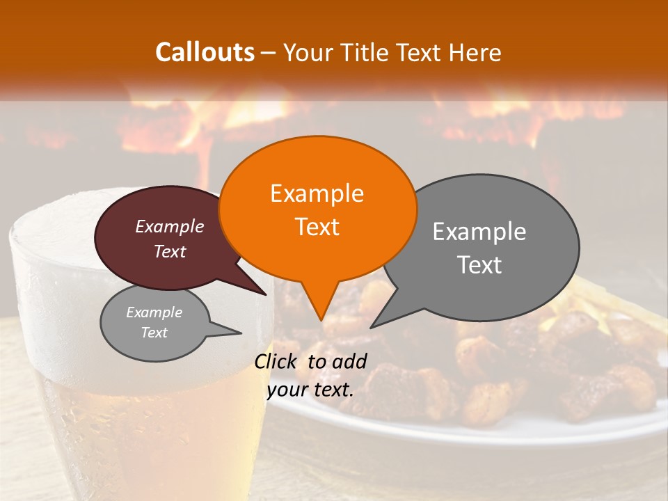 A Plate Of Food And A Glass Of Beer On A Table PowerPoint Template