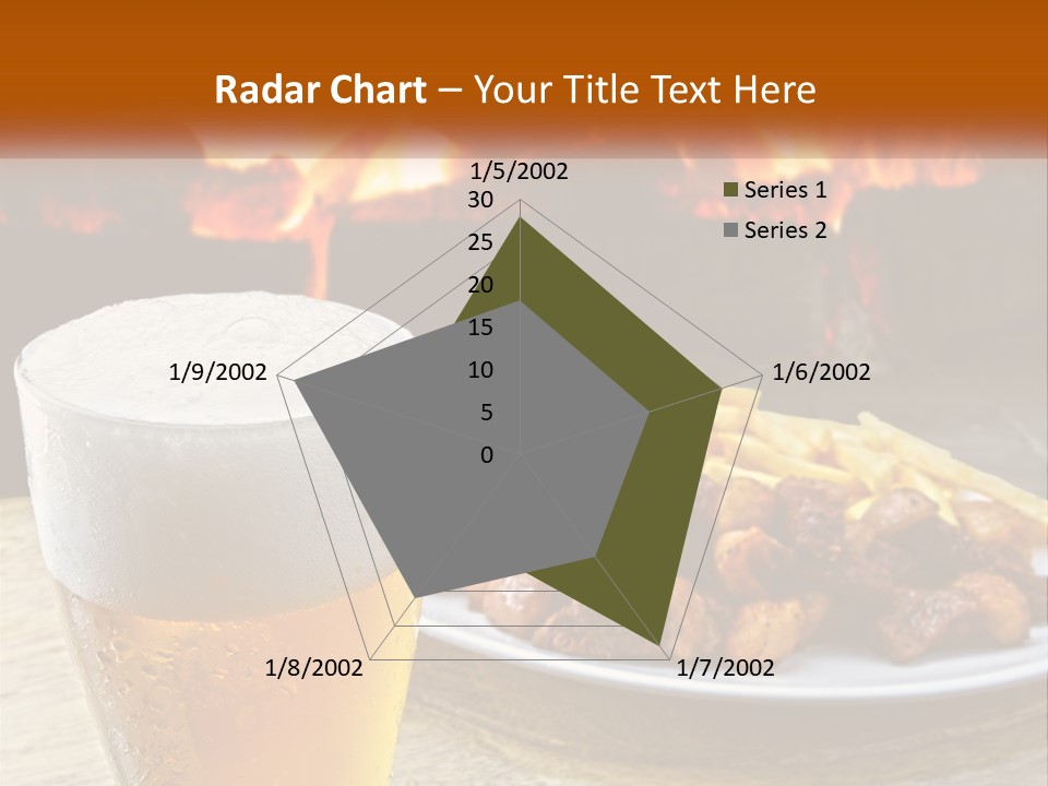 A Plate Of Food And A Glass Of Beer On A Table PowerPoint Template