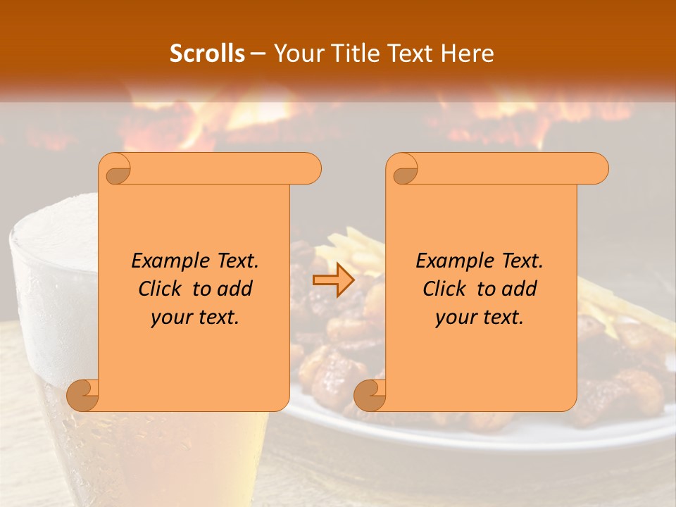 A Plate Of Food And A Glass Of Beer On A Table PowerPoint Template