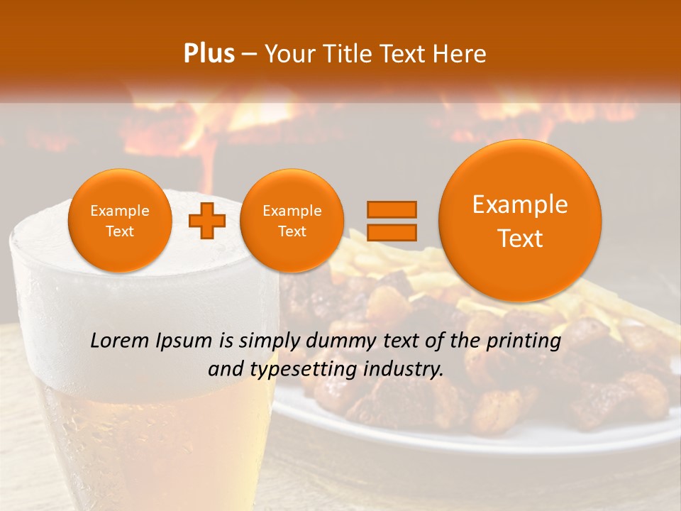 A Plate Of Food And A Glass Of Beer On A Table PowerPoint Template
