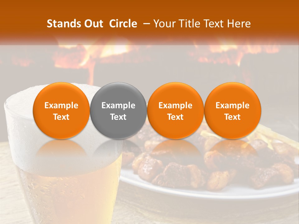 A Plate Of Food And A Glass Of Beer On A Table PowerPoint Template