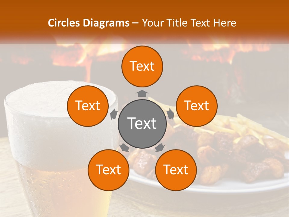 A Plate Of Food And A Glass Of Beer On A Table PowerPoint Template