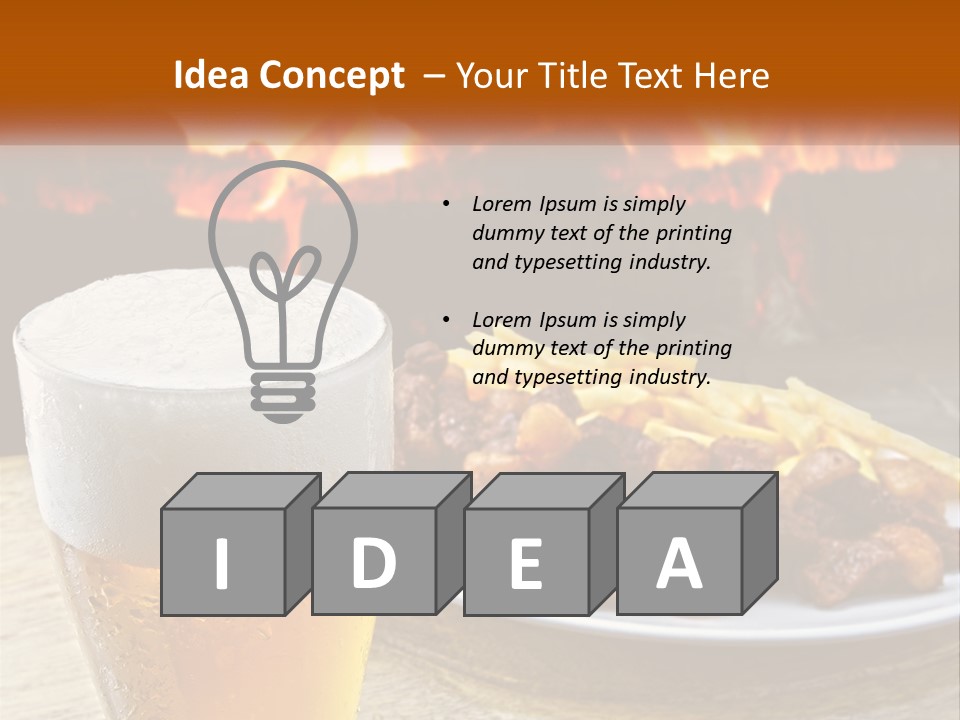 A Plate Of Food And A Glass Of Beer On A Table PowerPoint Template