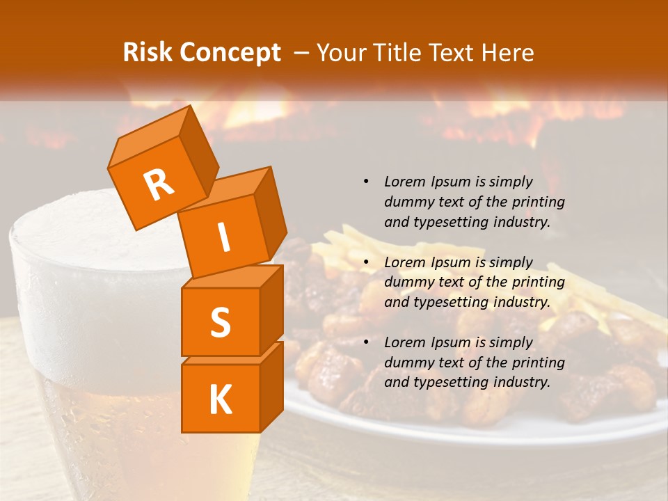 A Plate Of Food And A Glass Of Beer On A Table PowerPoint Template