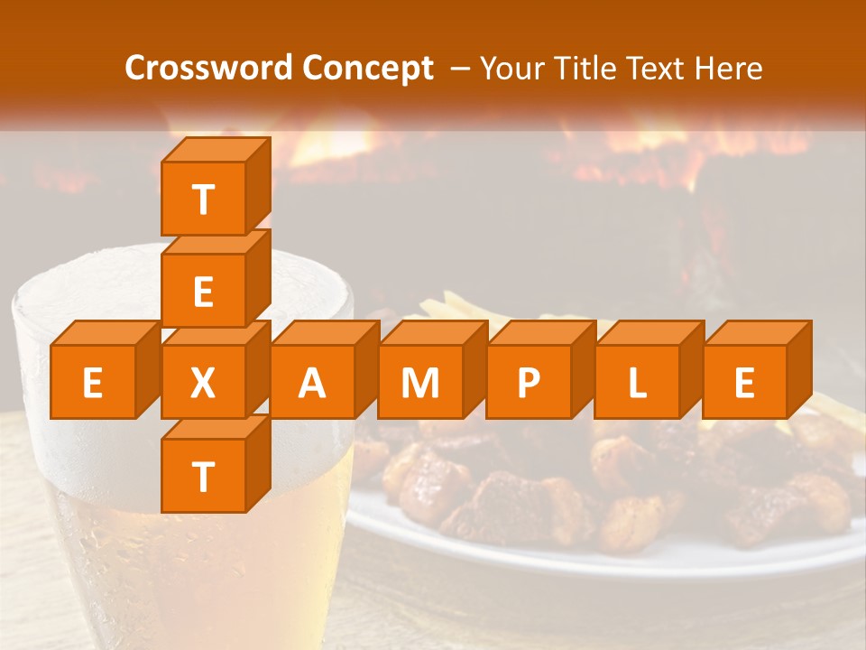 A Plate Of Food And A Glass Of Beer On A Table PowerPoint Template