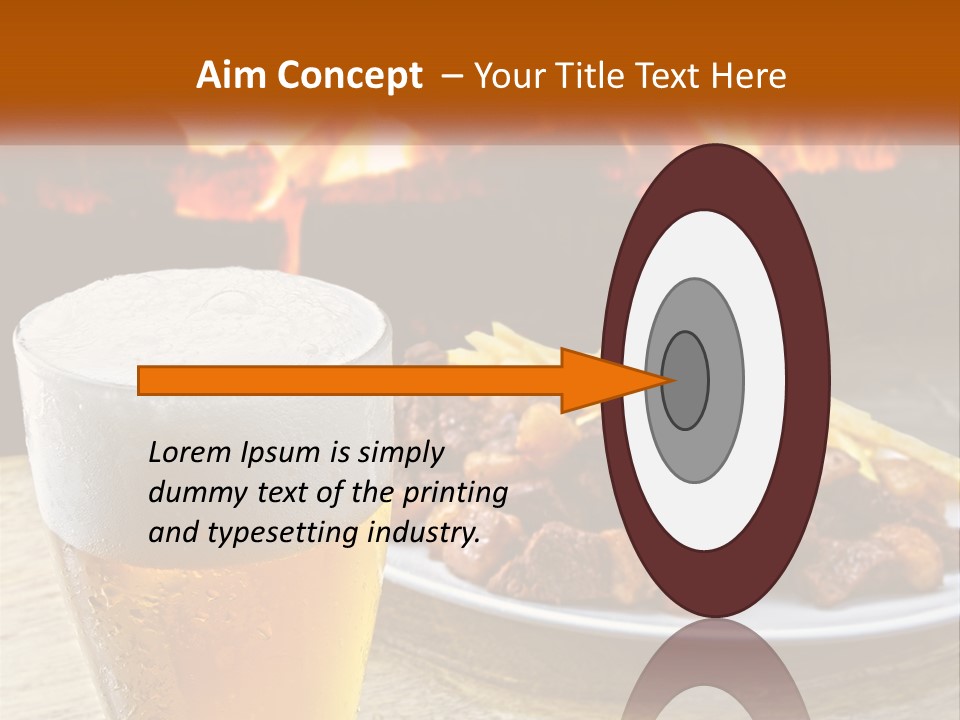 A Plate Of Food And A Glass Of Beer On A Table PowerPoint Template