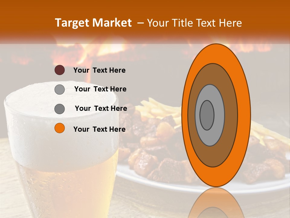 A Plate Of Food And A Glass Of Beer On A Table PowerPoint Template