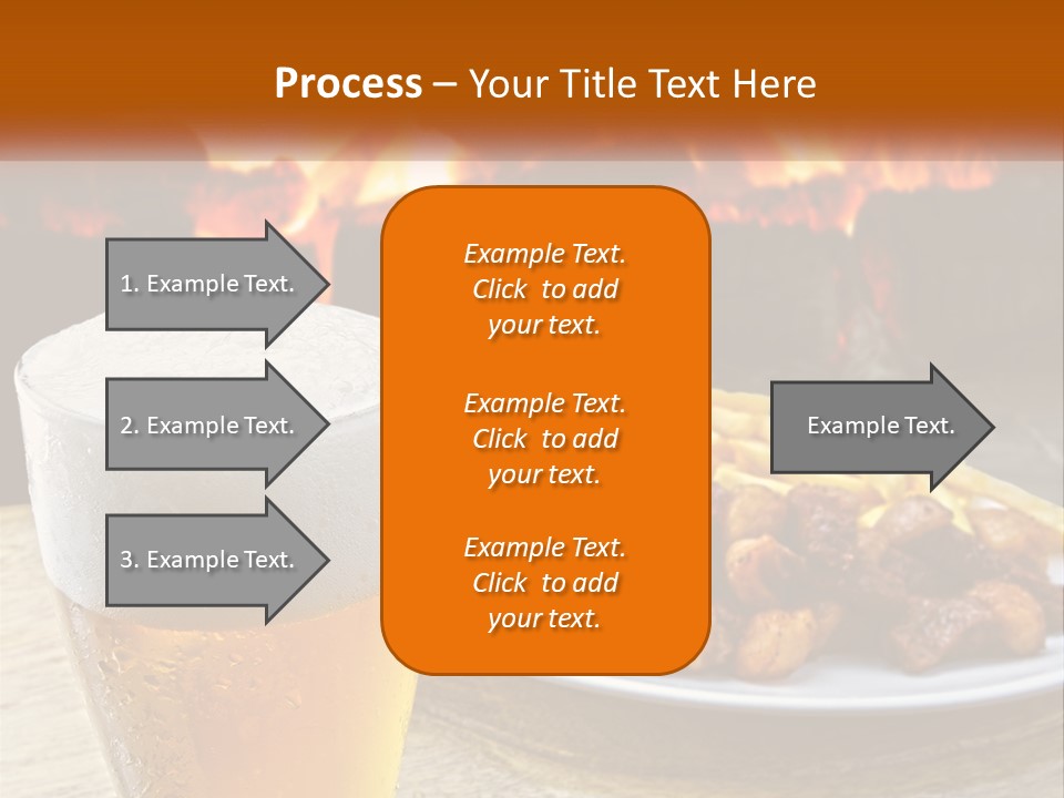 A Plate Of Food And A Glass Of Beer On A Table PowerPoint Template