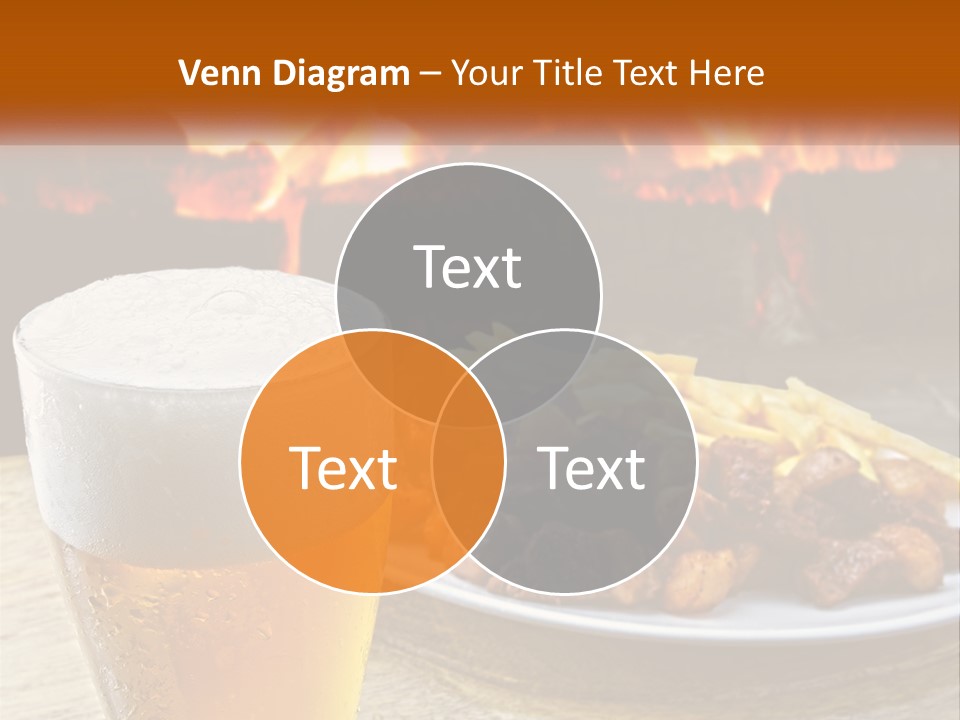 A Plate Of Food And A Glass Of Beer On A Table PowerPoint Template