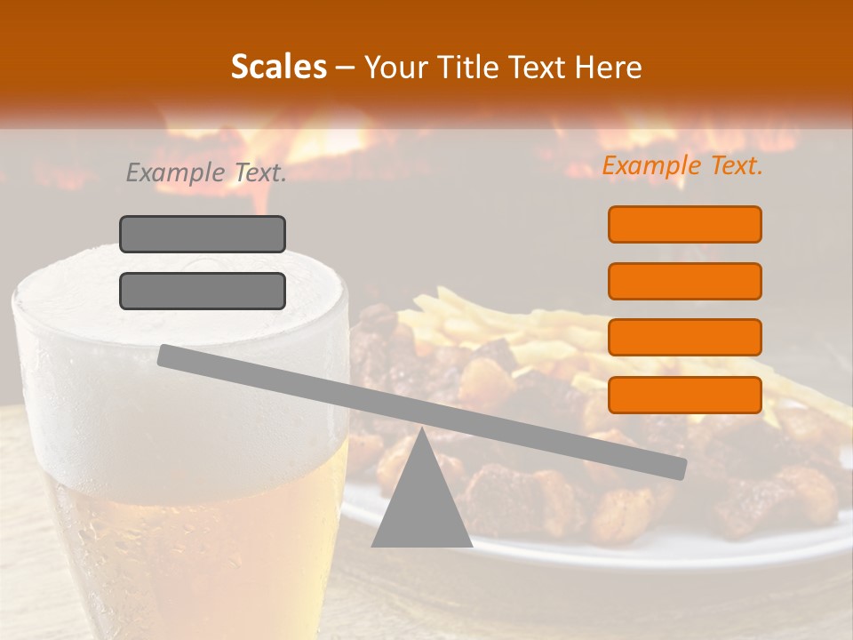 A Plate Of Food And A Glass Of Beer On A Table PowerPoint Template