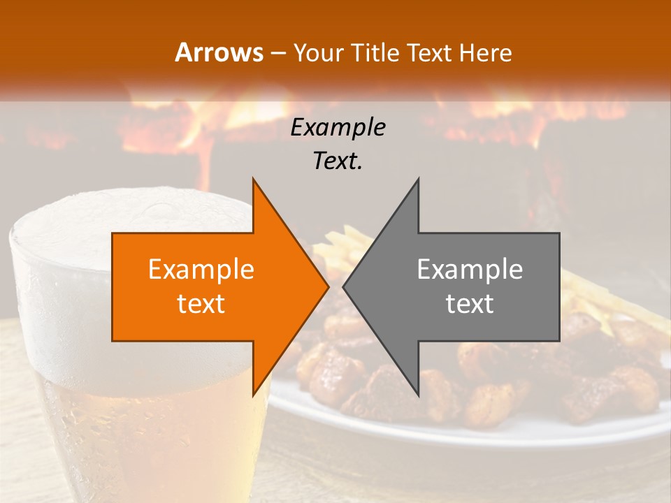 A Plate Of Food And A Glass Of Beer On A Table PowerPoint Template