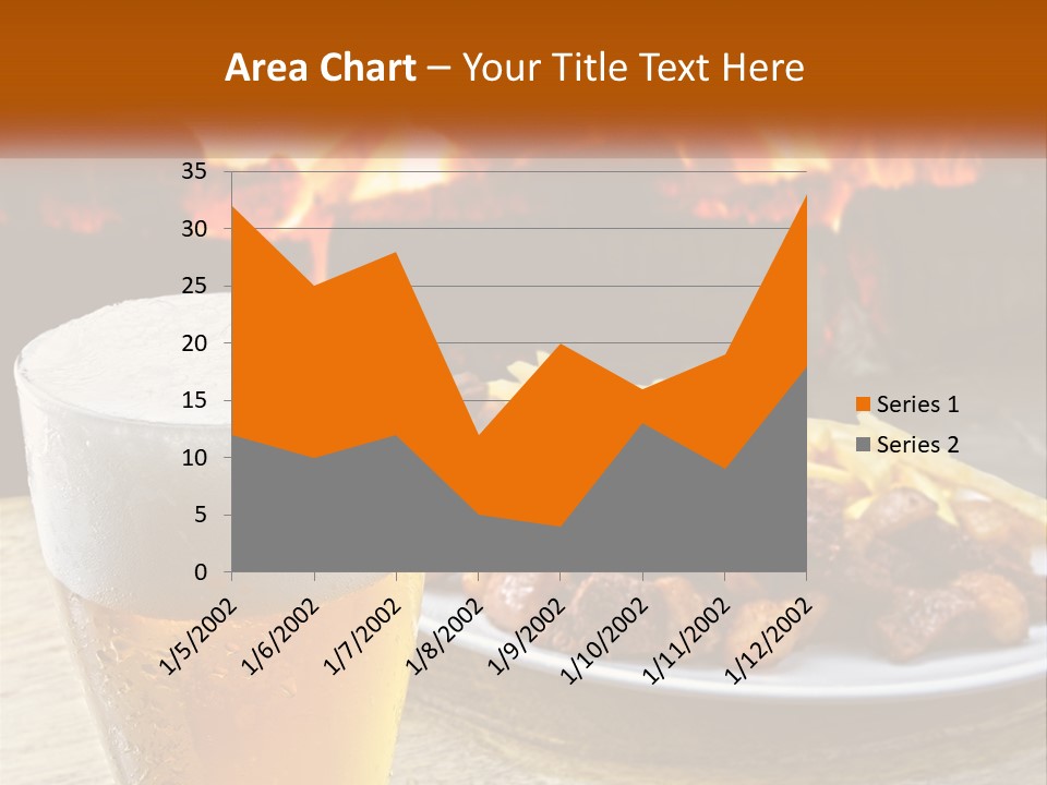 A Plate Of Food And A Glass Of Beer On A Table PowerPoint Template