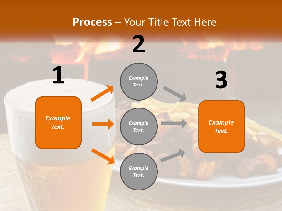 A Plate Of Food And A Glass Of Beer On A Table PowerPoint Template