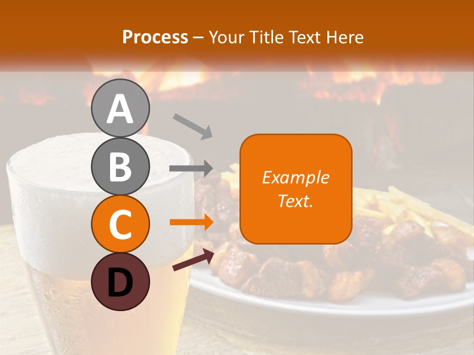 A Plate Of Food And A Glass Of Beer On A Table PowerPoint Template