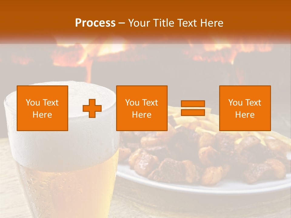 A Plate Of Food And A Glass Of Beer On A Table PowerPoint Template